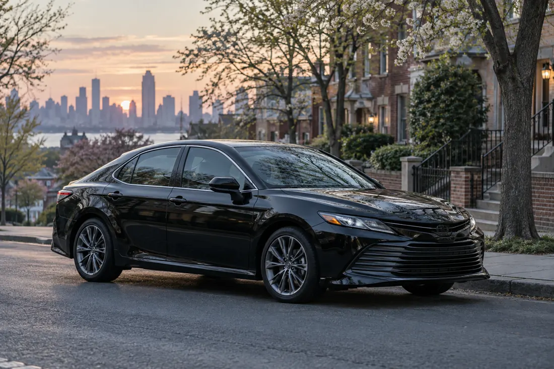 Illustrative unbranded black economy sedan & minivan