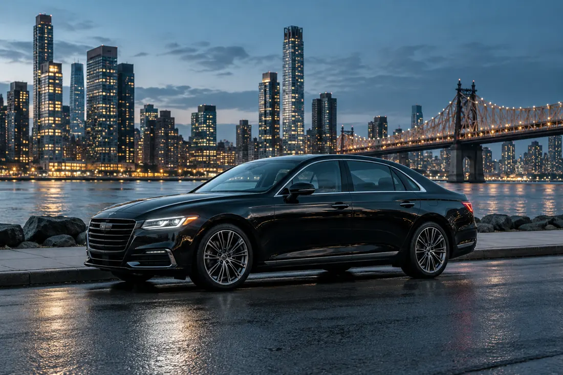 Illustrative unbranded black executive sedan